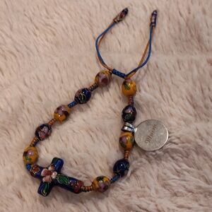Vintage "Maria" Cross Beaded Bracelet (Adjustable)